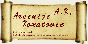 Arsenije Komatović vizit kartica
